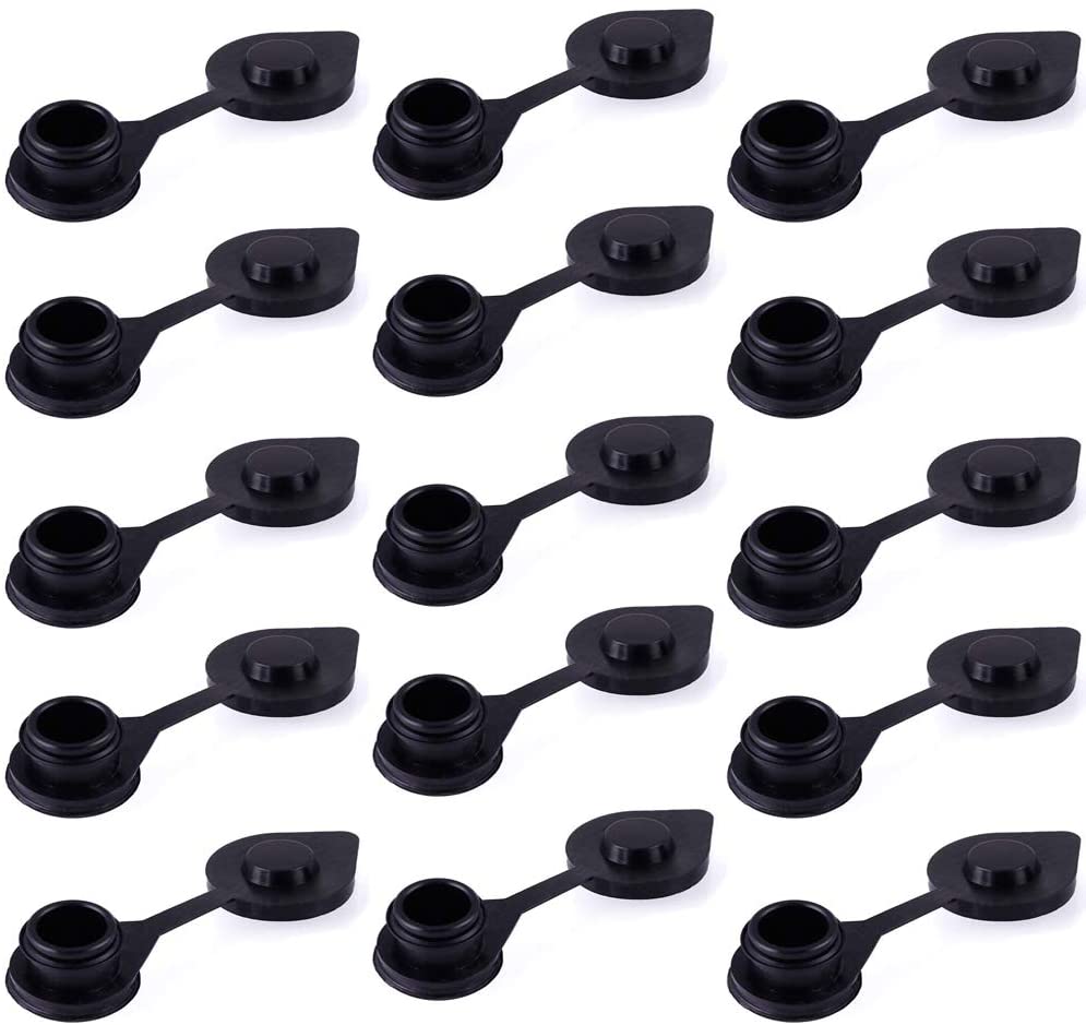 ORANDESIGNE 15PCS Gas Can Vent Cap Replacement Gas Container Breather Part Allow for Faster Flowing Fuel Fit Any Fuel Gas Water Diesel Can Black