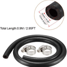 uxcell Fuel Line Hose 10mm I.D. 0.9M/3Ft Rubber Diesel Petrol Hose Engine Pipe Tubing with 2 Clamps