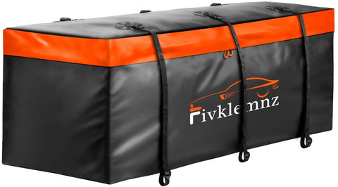 FIVKLEMNZ Car Cargo Carrier Bag, 20 Cubic Feet Waterproof Hitch Tray Cargo Carrier with 6 Reinforced Straps Suitable for All Vehicle with Steel Cargo Basket (59