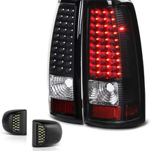 VIPMOTOZ Black Housing LED Tail Light + Full-LED License Plate Lamp Assembly Replacement Bundle For 1999-2002 Chevy Silverado & 1999-2006 GMC Sierra 1500 2500 3500 Pickup Truck