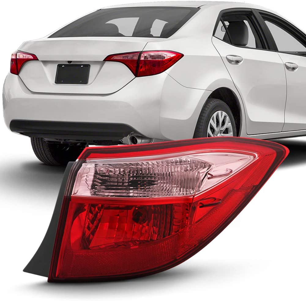 ACANII - For 2017-2019 Toyota Corolla Sedan Red/Pink Outer Tail Light Lamp Assembly Replacement Right Passenger Side