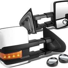 Replacement for Silverado/Sierra Powered Heated Smoke Signal Chrome Towing+Corner Blind Spot Mirror
