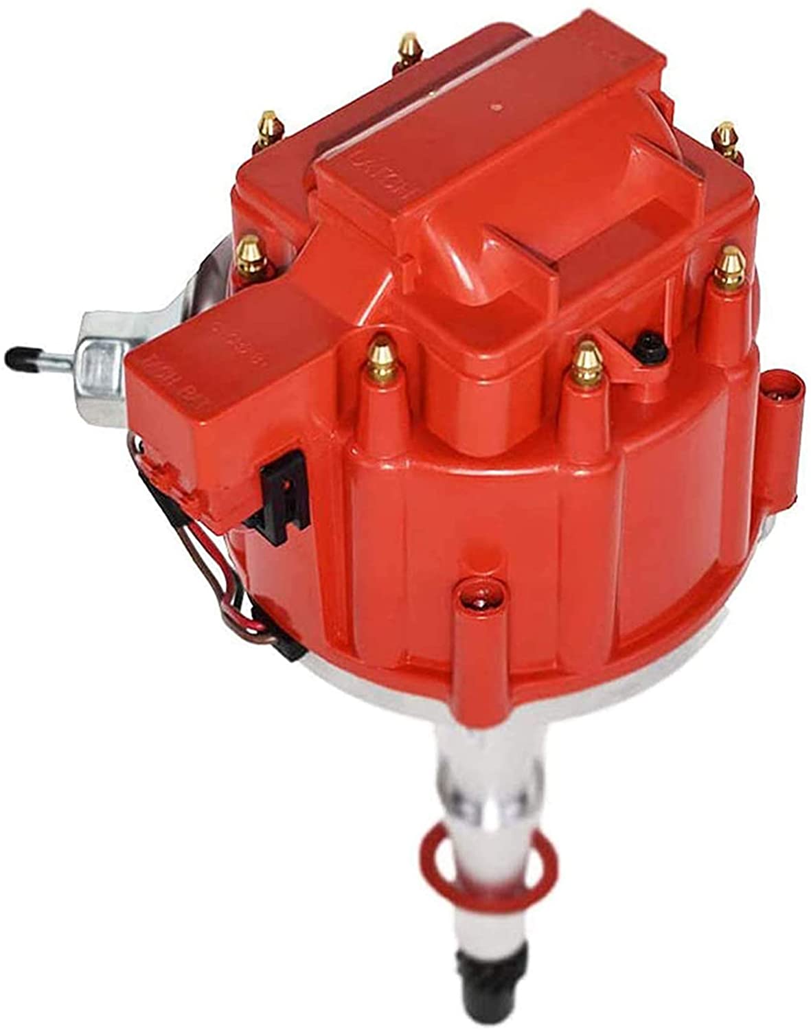 A-Team Performance HEI Complete Distributor 65,000-volt Coil Male Cap Compatible with AMC Jeep V8 290, 304, 343, 360 390 401 One Wire Installation, Red Cap (Red)