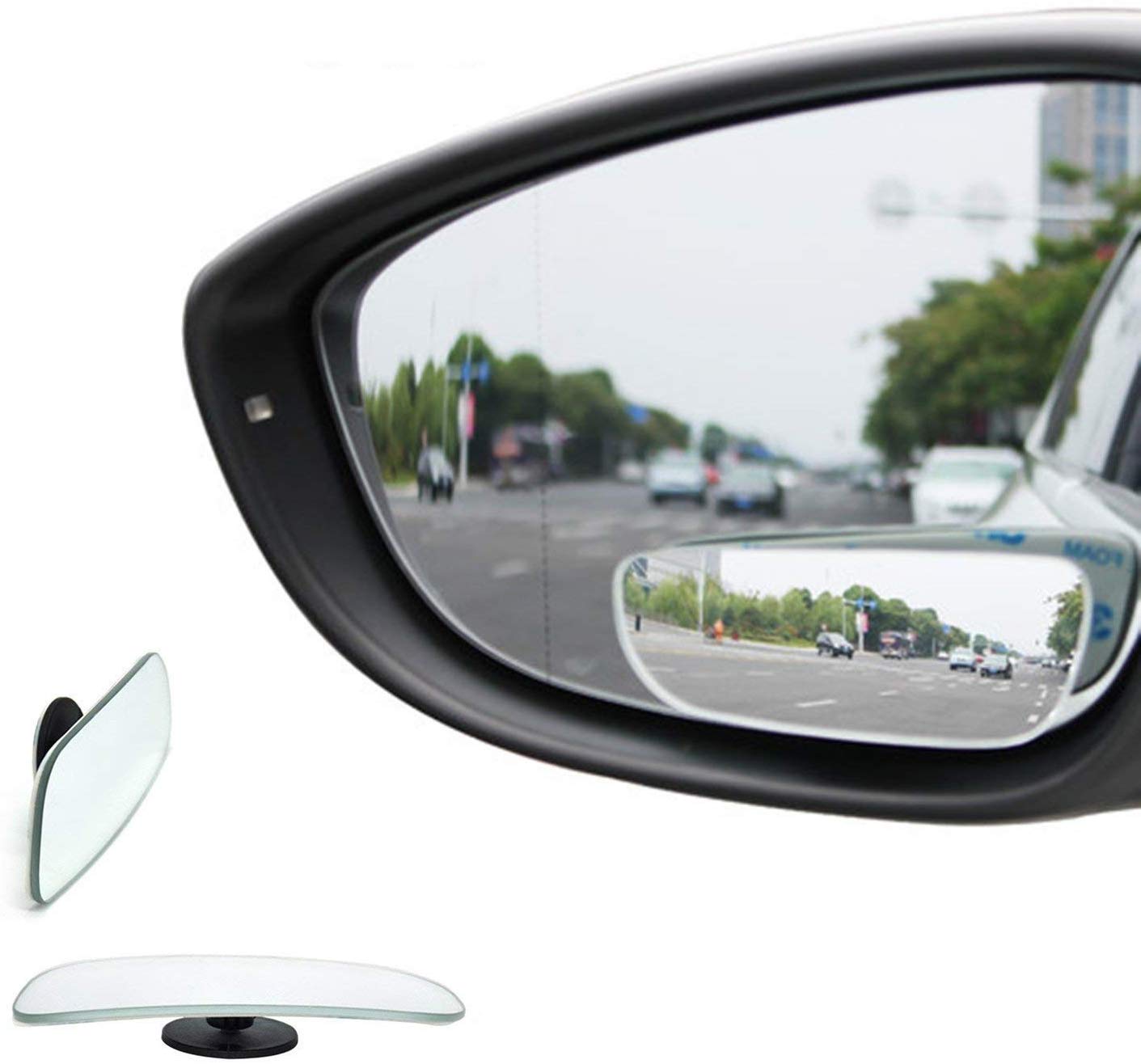 TRUE LINE Automotive Frameless 360 2 Piece Mirror Blind Spot Mirror Kit 360 Degree Adjustable Ultra Safety Stick on