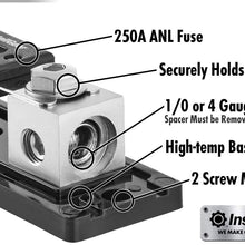 InstallGear 0/2/4 Gauge AWG In-Line ANL Fuse Holder with 250 Amp Fuse