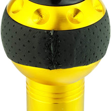 Lunsom 5 Speed Shift Knob Leather Manual Vehicle Gear Stick Shifter Lever Handle Head Fit Most Transmission Car (Gold&Black)