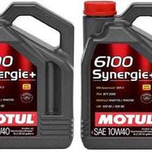 Motul 108647 Set of 2 6100 Synergie+ 10W-40 Motor Oil 5-Liter Bottles