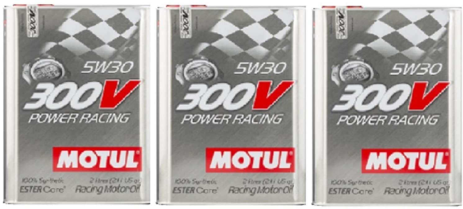 Motul 104241 Set of 3 300V Power Racing 5W-30 Motor Oil 2-Liter Bottles