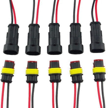 HIGHROCK 5 Kit 2 Pin Way Car Waterproof Electrical Connector Plug with Wire AWG Marine