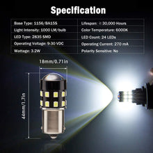 BRISHINE 4-Pack 1000 Lumens Super Bright 1156 1073 1141 7506 BA15S LED Bulbs 6000K Xenon White 24-SMD LED Chipsets with Projector for Backup Reverse Lights, Parking Lights, Daytime Running Lights