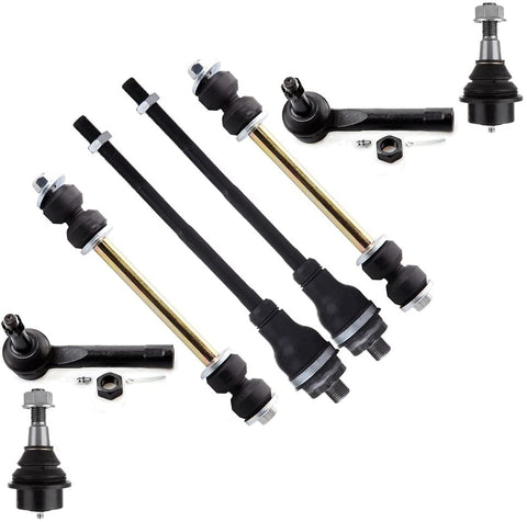 SCITOO 8pcs Suspension Kit 2 Outer Tie Rod 2 Lower Ball Joint 2 Inner Tie Rod 2 Front Sway Bar Link fit for 2001 2002 2003 2004 2005 2006 Chevrolet Avalanche 1500 Chevrolet Tahoe K6541 ES3488 ES3493T