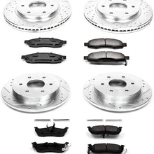 Power Stop K212 Front & Rear Brake Kit with Drilled/Slotted Brake Rotors and Z23 Evolution Ceramic Brake Pads,Silver Zinc Plated