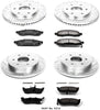 Power Stop K212 Front & Rear Brake Kit with Drilled/Slotted Brake Rotors and Z23 Evolution Ceramic Brake Pads,Silver Zinc Plated