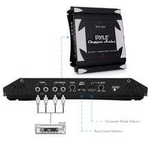 2 Channel Car Stereo Amplifier - 1400W Dual Channel Bridgeable High Power MOSFET Audio Sound Auto Small Speaker Amp w/ Crossover, Bass Boost Control, Gold Plated RCA Input Output - Pyle PLA2200, Black
