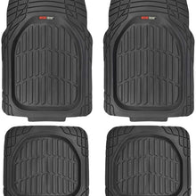 Motor Trend MT-921-BK FlexTough Tortoise - Heavy Duty Rubber Floor Mats for Car SUV Van & Truck - All Weather Protection - Deep Dish (Black)