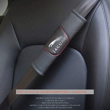 DEFTEN 2pcs Black Leather Car Seat Safety Belt Strap Covers Shoulder Pad Accessories Fit for Jaguar F-Pace F-Type XF XJ XE XK