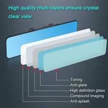 SkycropHD Anti Glare Car Interior Rear View Mirror, Clip on Wide Angle Rearview Mirror to Eliminate Blind Spots – Flat, Blue,11.2in (285mm)