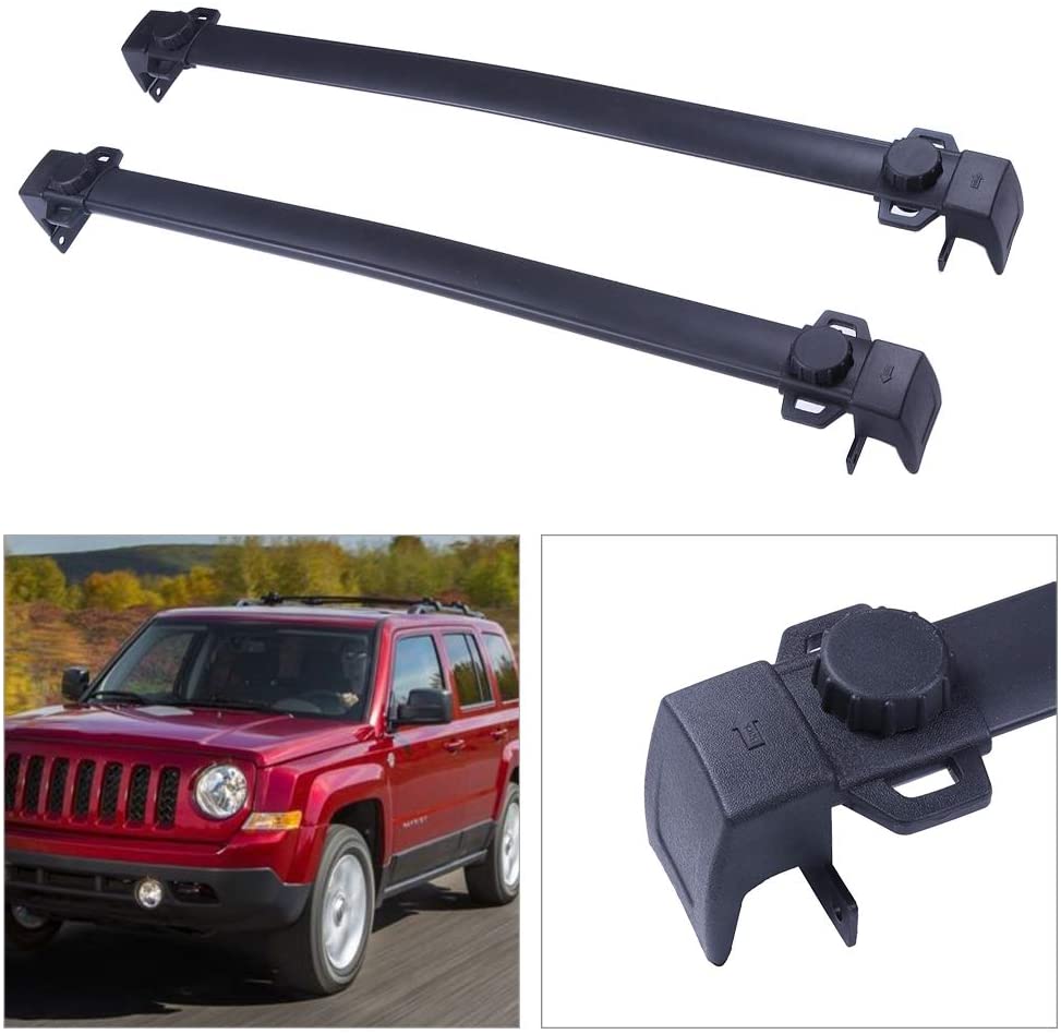 ANGLEWIDE Roof Rack Crossbars Aluminum Cargo Rack Fit For Jeep Patriot 2007-2015 Rooftop Cross Bars Top Rail Carries Luggage Carrier - Max Load 150LBS,Black