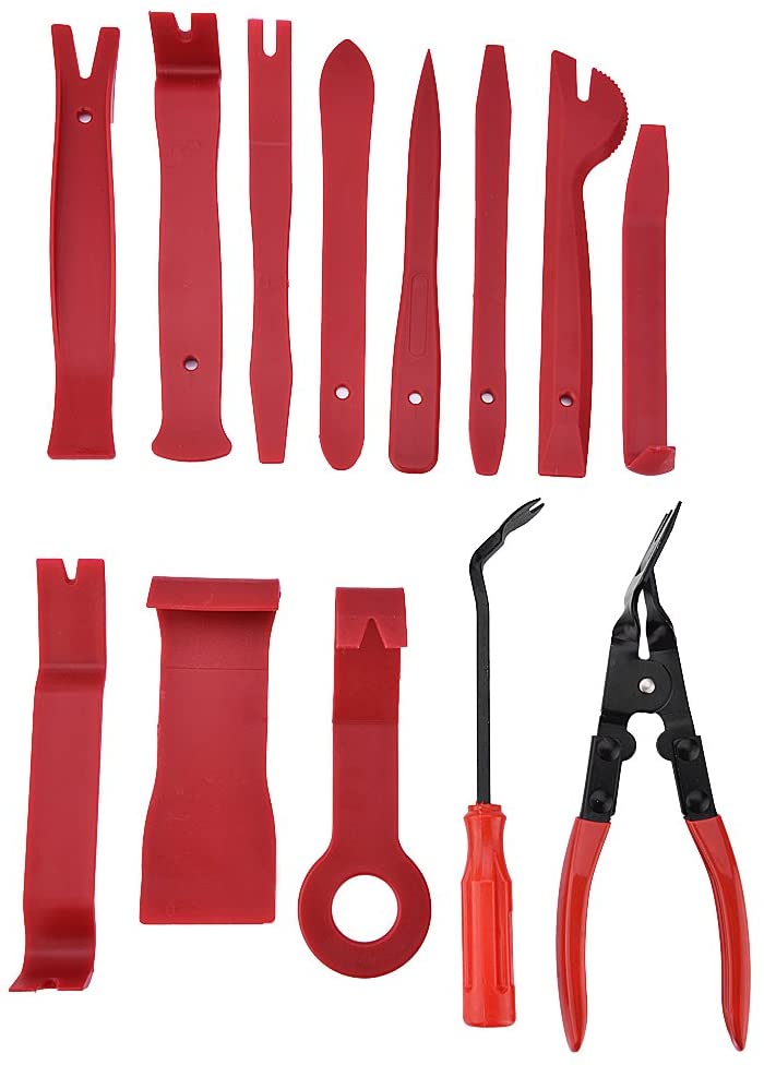 13 pcs Trim Removal Tool Set, Auto Trim Removal Tool Kit with Clips Fasteners Remover Pliers for Automotive Car Door Panel BodyTrim Removal