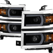 Jdragon for Chevy 14-15 Silverado 1500 Black Smoked LED Tube Projector Headlights LT LTZ WT