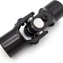 Ensun 3/4" Round x 3/4" Round Black Single Steering Shaft Universal U Joint Maximum Working Angle 35° Degree, Total Length 96mm (3-3/4")