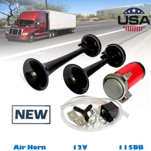 Micozy Dual Air Horn Kit Super Loud 12V 115DB Dual Trumpet Air Horn Premium Quality for Car Truck Train Van Boat