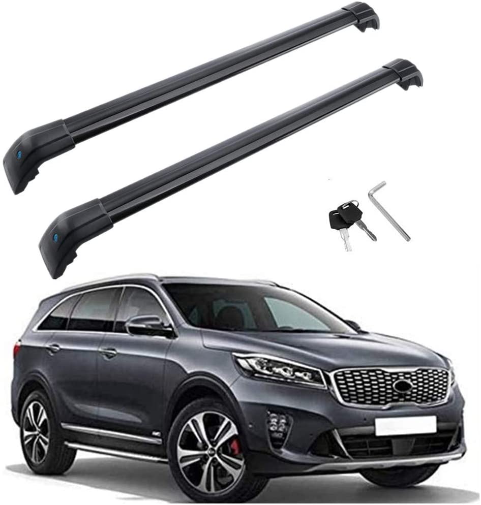 MotorFansClub Roof Rack Cross Bars Fit for Compatible with KIA Sorento 2015 2016 2017 2018 Crossbars Baggage Cargo Luggage Aluminum Black (KIA Sorento)