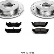 Power Stop K3150 Rear Brake Kit with Drilled/Slotted Brake Rotors and Z23 Evolution Ceramic Brake Pads,Silver Zinc Plated