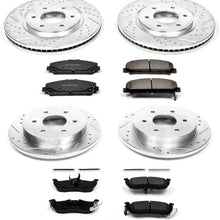 Power Stop K2805 Front & Rear Brake Kit with Drilled/Slotted Brake Rotors and Z23 Evolution Ceramic Brake Pads,Silver Zinc Plated