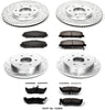 Power Stop K2805 Front & Rear Brake Kit with Drilled/Slotted Brake Rotors and Z23 Evolution Ceramic Brake Pads,Silver Zinc Plated