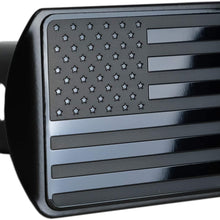 eVerHITCH USA US American Stainless Steel Flag Metal Emblem on Metal Trailer Hitch Cover (Fits 2" Receivers, Black)