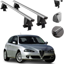 Roof Rack Cross Bars Lockable Luggage Carrier Smooth Roof Cars | Fits Alfa Romeo 147 3Door 2000-2010 Silver Aluminum Cargo Carrier Rooftop Bars | Automotive Exterior Accessories