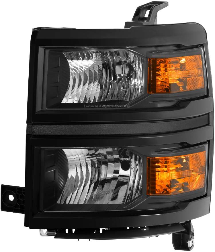 Jdragon for Chevy 14-15 Silverado 1500 Black Housing Replacement Headlight Driver/Left Side