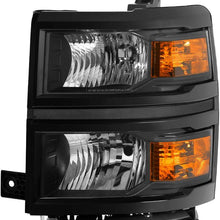 Jdragon for Chevy 14-15 Silverado 1500 Black Housing Replacement Headlight Driver/Left Side