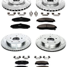 Power Stop K1418 Front & Rear Brake Kit with Drilled/Slotted Brake Rotors and Z23 Evolution Ceramic Brake Pads