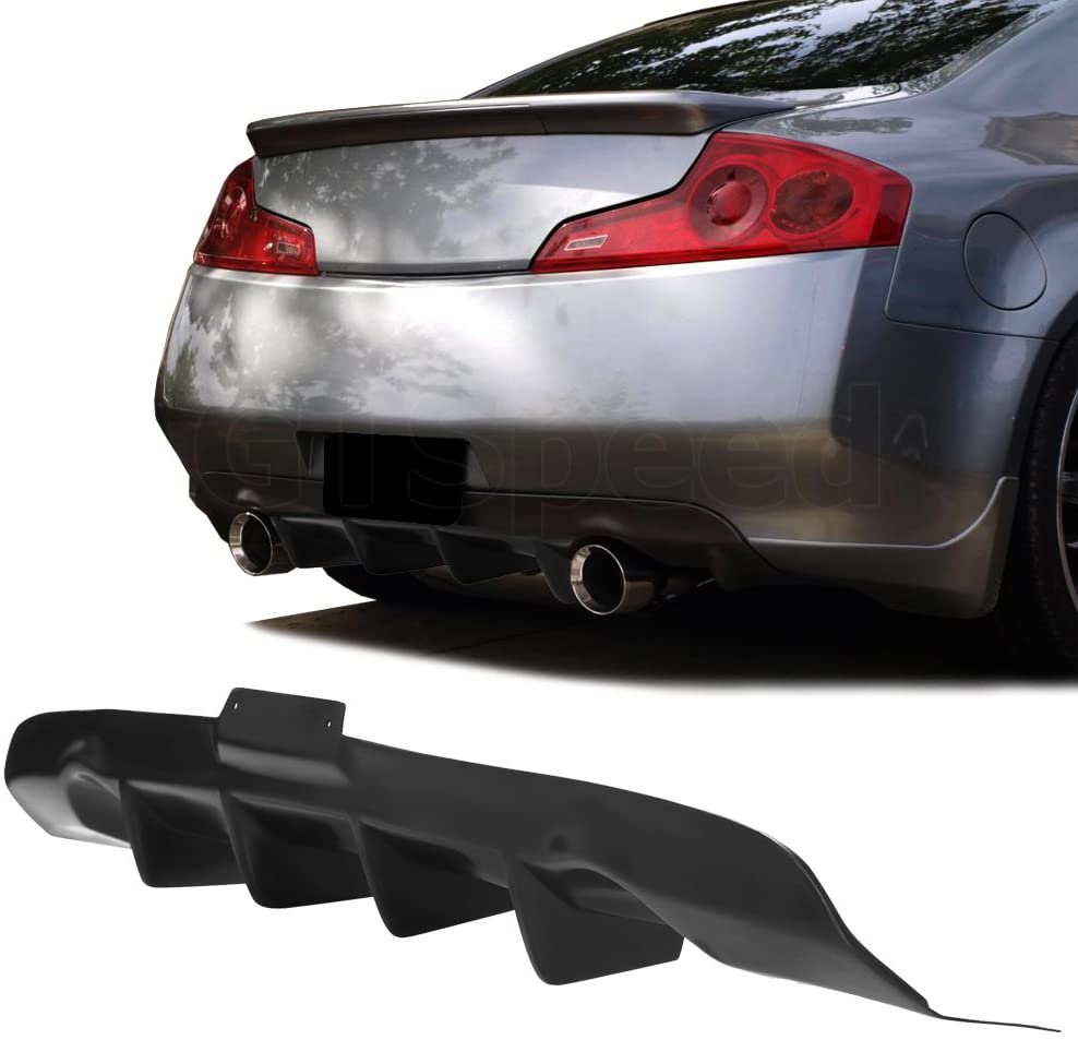 GT-Speed for 03-06 Infiniti G35 Coupe Only 4-Fins JDM Style Rear PU Bumper Diffuser Add-on Lip