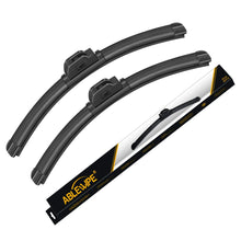 Windshield wiper baldes, 24" + 19" Winter Summer Bracketless Beam Wiper U J hook Beam Wiper Blades by ABLEWIPE NO. 1932-2 (set of 2)