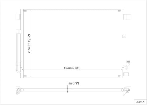 WYL All Aluminum Condenser 1 Row Compatible with 2009-2014 Murano 2011-2017 Quest,100% Test Before Leaving the Factory
