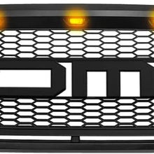 Matte Black Front Grill for Ford F150 2004 2005 2006 2007 2008, Raptor Style Grille, Amber LED Lights, Replaceable Letters