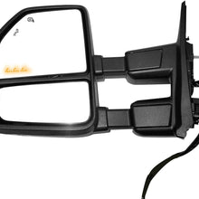 AERDM New Towing Mirror Black Housing with Temperature sensor Fit 1999-2016 Ford Super Duty F-250 F-350 F-450 F-550 with Turn Signal and Auxiliary Lamp