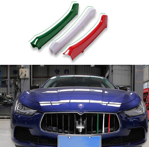 JUNLELI Exterior Accessories Front Grille Decorative Moulding Kits for Maserati Ghibli 2014-2017 Grill Inserts Trim Covers Car Styling(Pack of 3)
