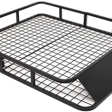 SUR-SOUL 48" x 40" Universal Roof Rack Car Top Cargo Basket，Cargo Car Top Luggage Carrier Basket，Roof Rack for Truck，Maximum Load for Basket: 250lbs