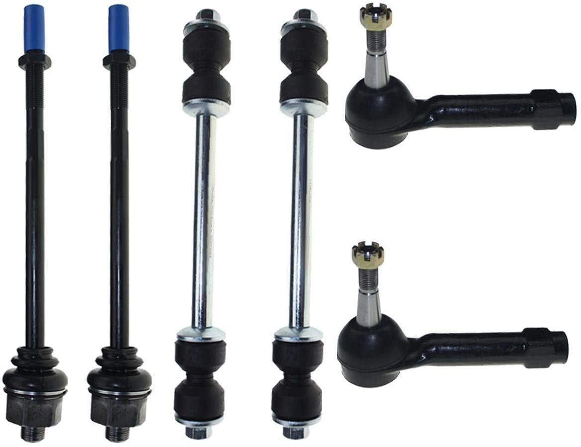 DLZ 6 Pcs Front Suspension Kit-2 Inner 2 Outer Tie Rod End 2 Sway Bar Compatible with GMC Sierra 1500 4WD 1999-2006 K8987 ES3493T ES3488