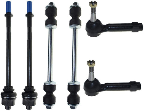 DLZ 6 Pcs Front Suspension Kit-2 Inner 2 Outer Tie Rod End 2 Sway Bar Compatible with Chevrolet Silverado GMC Sierra 1500, GMC Yukon, Chevrolet Tahoe, Cadillac Escalade ESV EXT