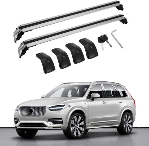 MotorFansClub Roof Rack Cross Bars Fit for Compatible with Volvo XC90 2015-2019 2020 Crossbars Baggage Cargo Luggage Aluminum Silver