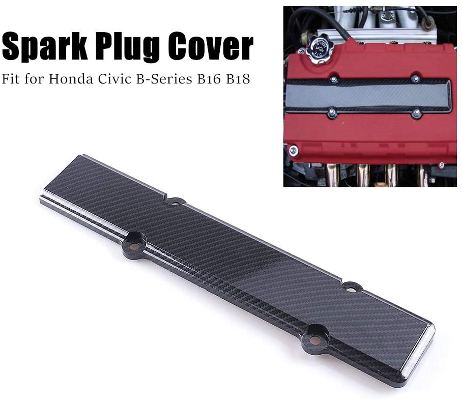 RASNONE Engine Valve Carbon Fiber Style Spark Plug Cover B-Serie Stiker Fit for Honda Civic B16 B18 EA001-C