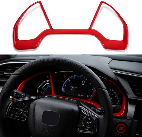 Thenice for 10th Gen Civic Dash Board Instrument Panel Dial Dashboard Trim Cover Frame ABS Decal Interior Moulding Accessories for Honda Civic 2020 2019 2018 2017 2016 -Red