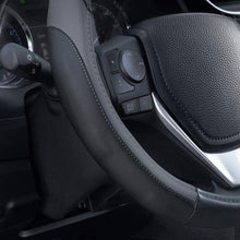 Motor Trend SW-814 Sport Drive Perforated Leather Steering Wheel Cover with Contrast Stitching - Universal Fit for Standard Sizes 14.5 15 15.5 inches (Dark Gray + Black)