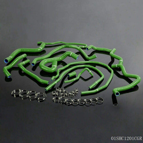 For Ford Focus 1.8 2.0 2000+ Radiator Coolant Silicone Hose Pipe & Clamps Kit Green