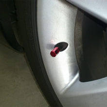 iJDMTOY (4) Tuner Racing Style Red Aluminum Tire Valve Caps (Hexagon Shape)